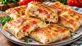 Вкуснее пиццы, проще пирожков: хрустящие конвертики из лаваша с курицей и сыром на сковороде