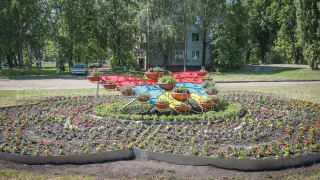На въезде в Брянск появилась цветочная композиция в виде Жар-птицы
