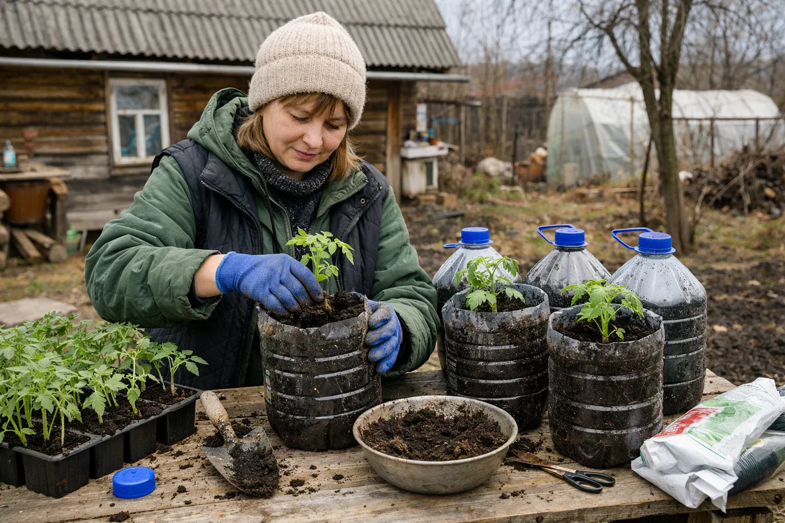 В апреле переваливаю томаты в 5-литровые бутылки: подсказал сосед — корневая система мощнее и урожай будет ранний