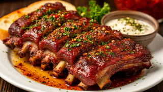 Свиные рёбрышки по-грузински: сочное, пряное мясо с чесноком и специями — само сходит с кости и тает во рту