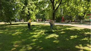Чиновники из Брянска вышли на субботник у цирка